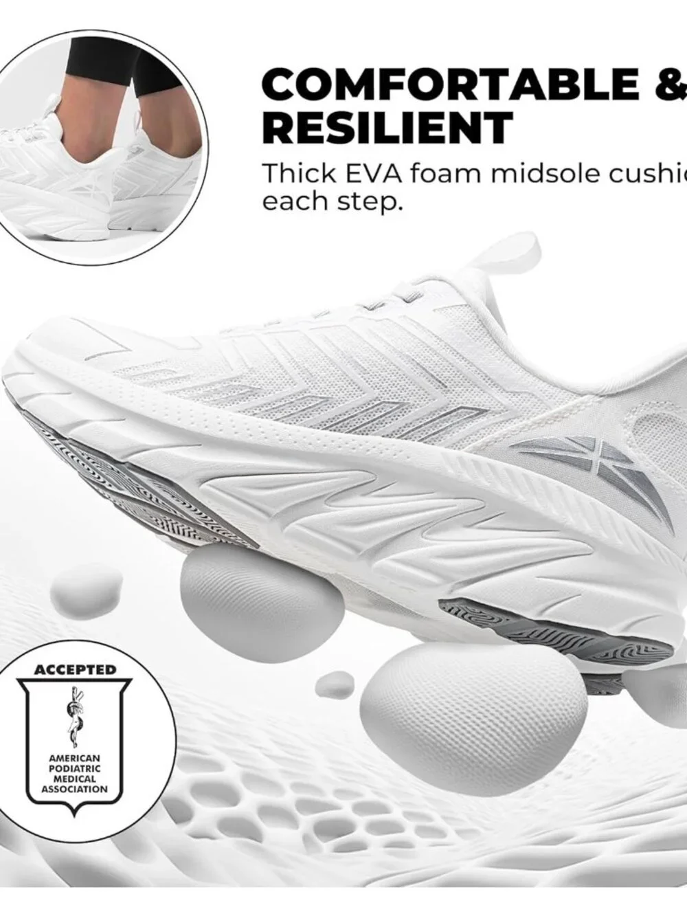 Women's White Slip On Walking Shoes Running Comfortable Breathable Sneakers